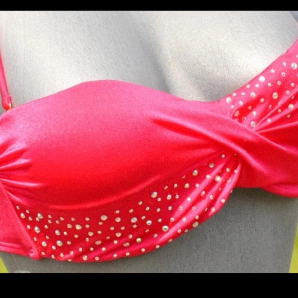 Victoria Secret Hot Pink Bikini Top w/Rhinestones